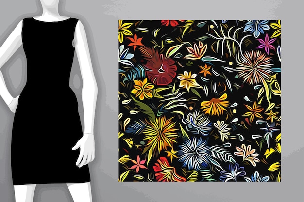 Vecteur motifs de textiles et de papiers peints un travail d'illustration numérique imprimable dessins d'impression florale