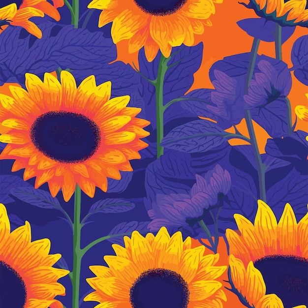 Des Motifs De Tournesol Colorés Sans Couture