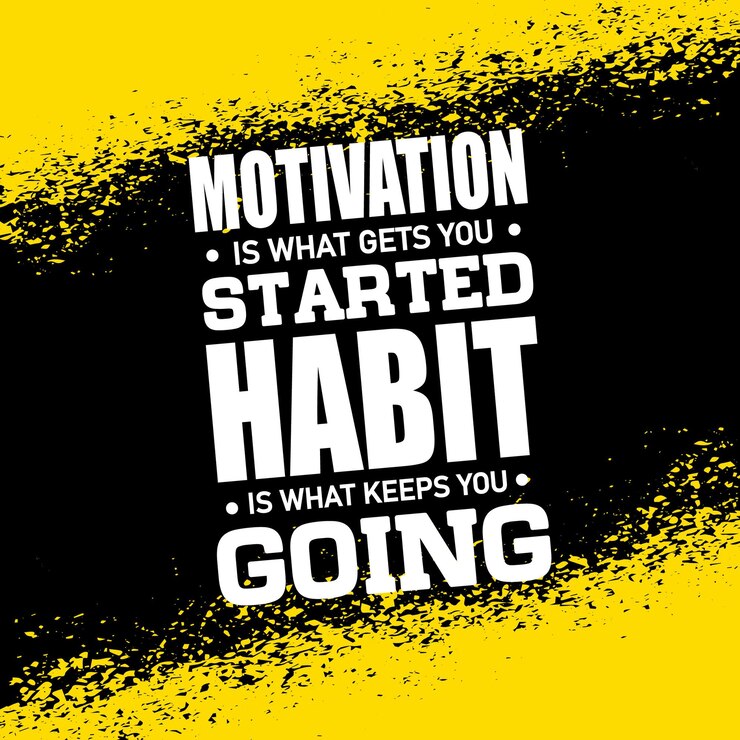Vecteur la motivation est ce qui vous fait commencer l'habitude est ce qui nous maintient forts entraînement gym citation bannière