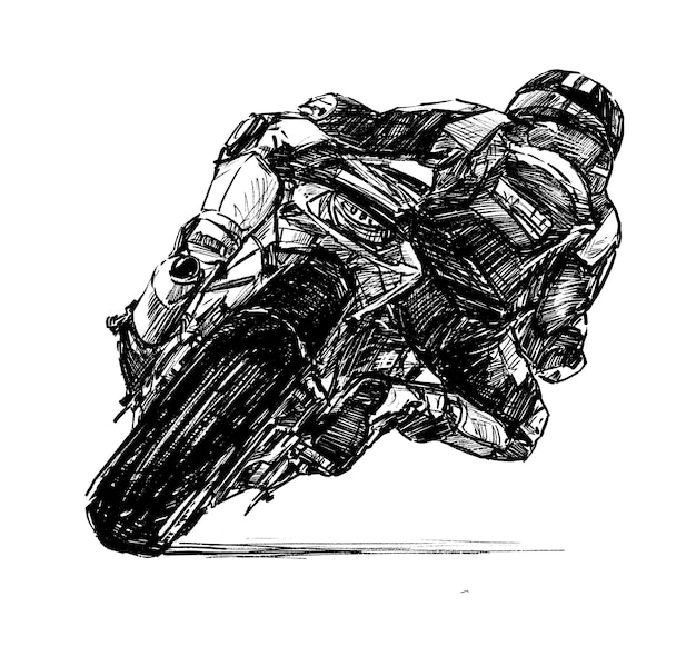 Moto de course dessinée à la main