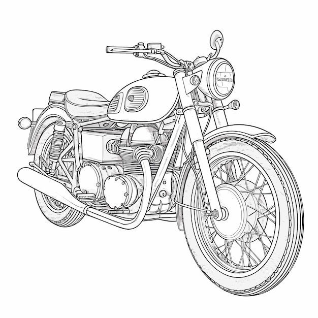 Vecteur une moto dessinée à la main isolée sur un fond blanc