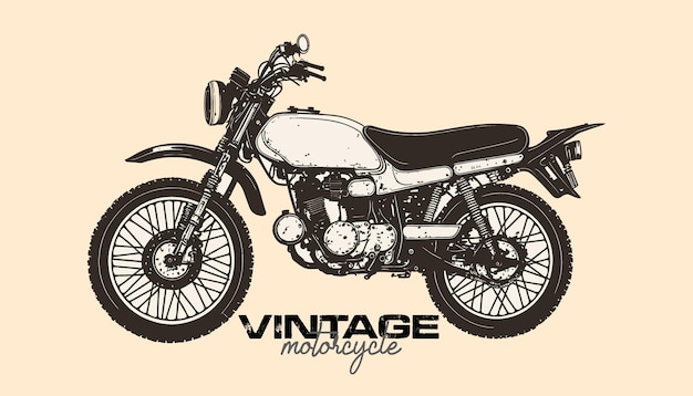 Moto monochrome vintageIllustration vectorielle de moto vintage classiquechopper vélo