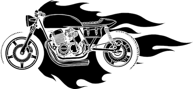 Moto Personnalisée Avec Illustration Vectorielle De Flammes