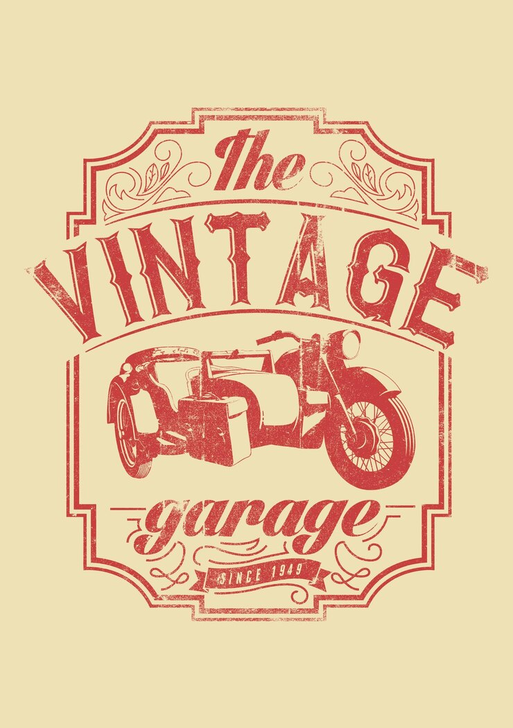 Vecteur la moto rétro garage vintage