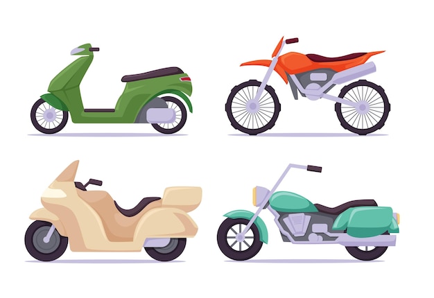 Vecteur moto et scooter isolé illustration vectorielle