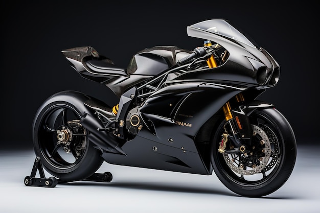 Vecteur moto super sport noire 3d sur fond blanc isolé illustration 3d
