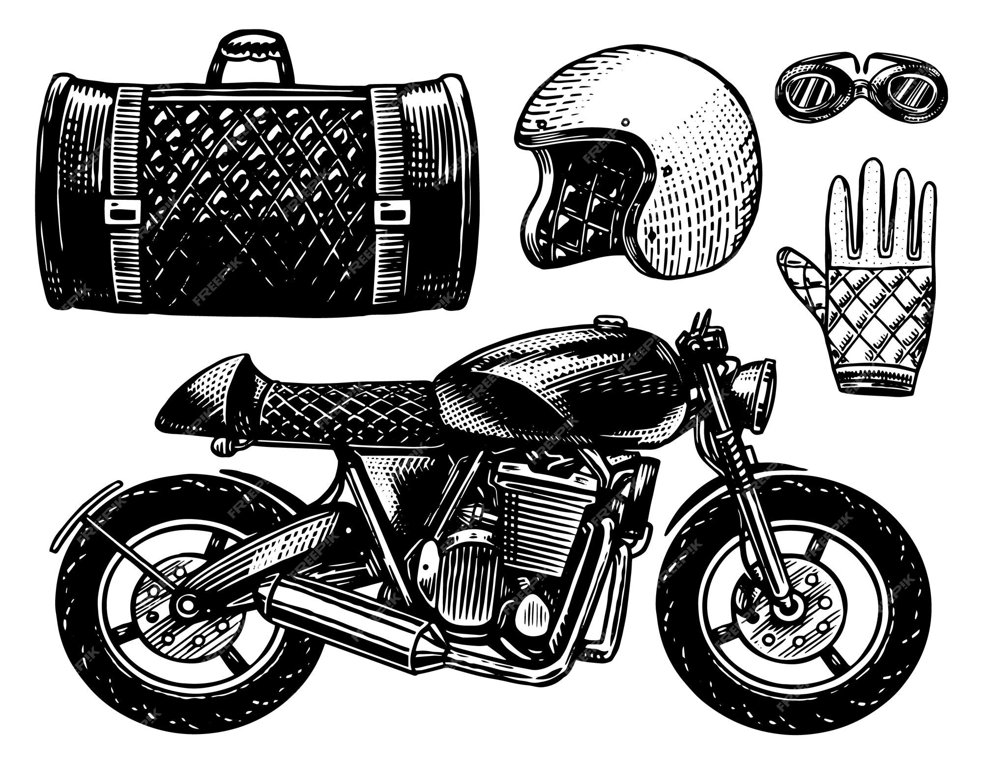 Réparation De Moto. Ensemble D'outils Pour Le Café Racer. Gants De