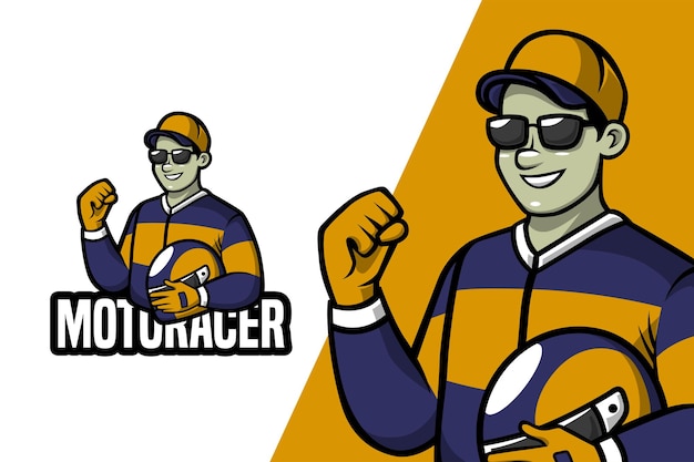 Motor Racer - modèle de logo mascotte