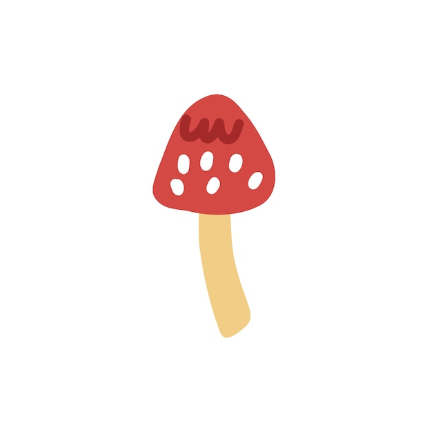 Mouche rouge champignons dessinés à la main Vector art doodle naïf mignon nature clipart