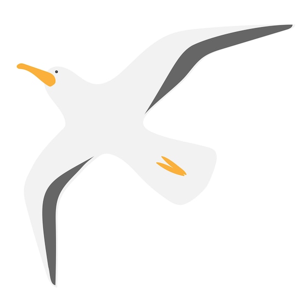 Mouette volante Mouette oiseau Clip art sur fond blanc Personnage