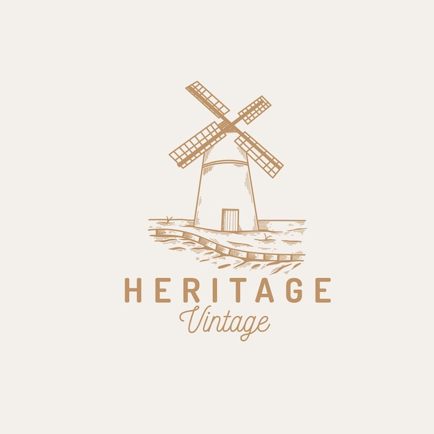 moulin à vent boulangerie logo vintage