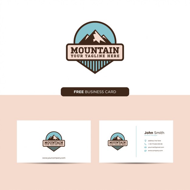 Mountain Emblem Logo Retro Et Carte De Visite