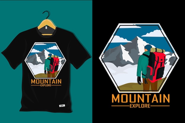 Mountain Explore Retro T-shirt Design