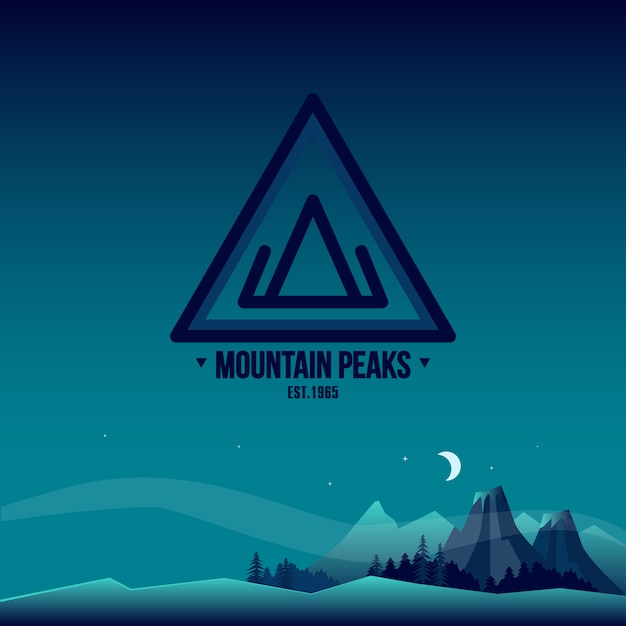 Mountain Peaks. Logo Et Illustration De Paysage.