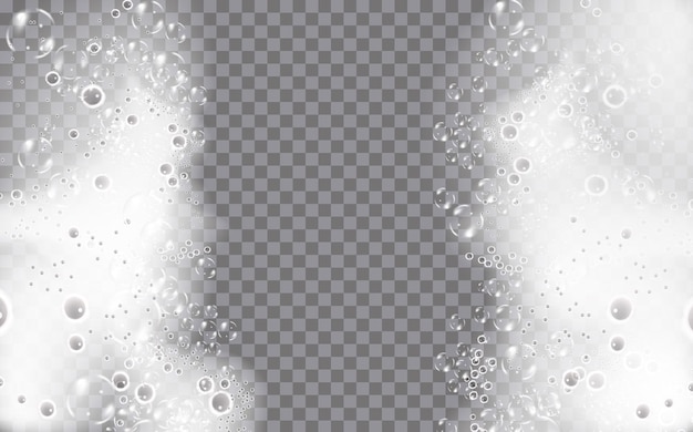 Vecteur mousse de bain isolée sur fond transparent texture des bulles de shampooing
