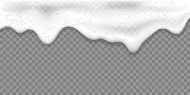 Vecteur mousse de bain ou mousse de bière illustration vectorielle 3d réaliste, isolée sur fond transparent.