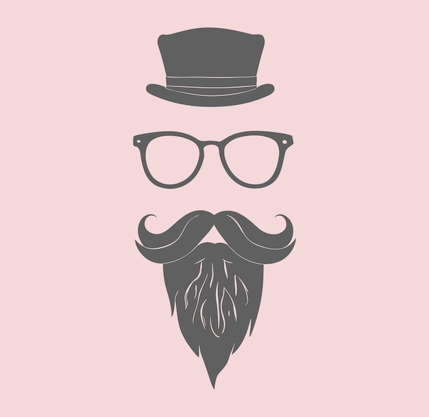 Vecteur moustache et chapeau de style hipster