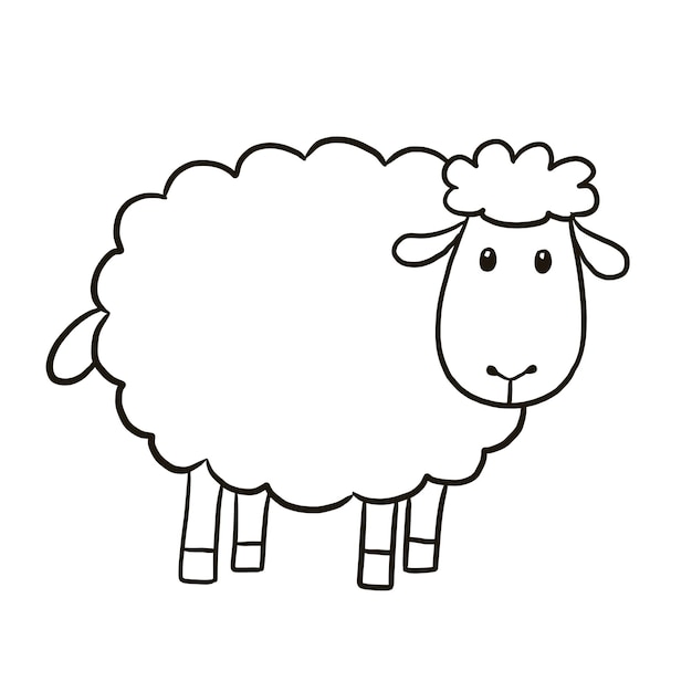 Vecteur mouton dessin animé animal mignon kawaii doodle coloriage dessin