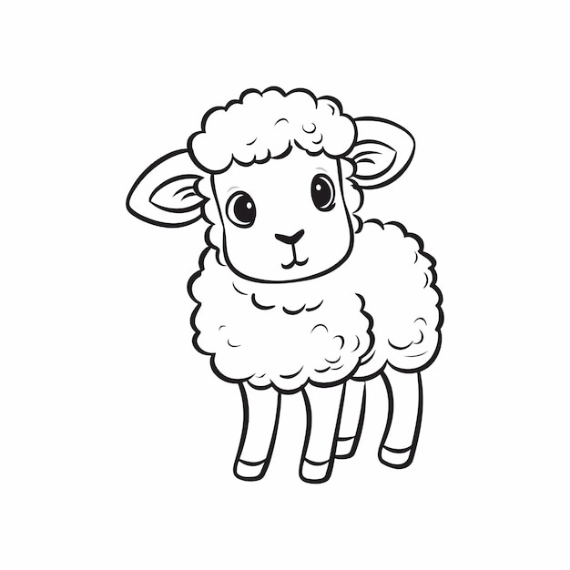 Vecteur moutons dans un style simple doodle sur fond blanc