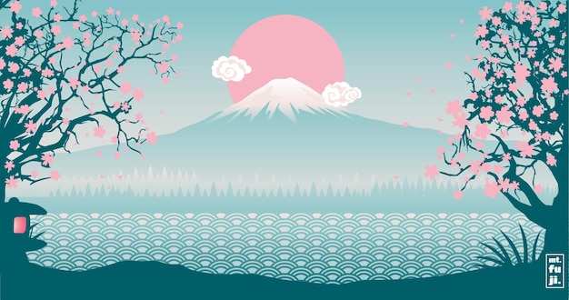 Vecteur mtfuji dans l'illustration du matin