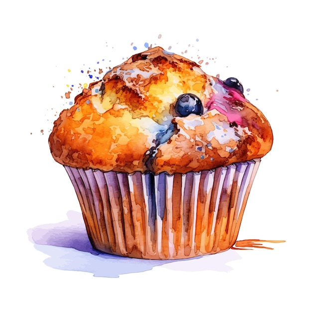 Muffin aquarelle clipart fond blanc