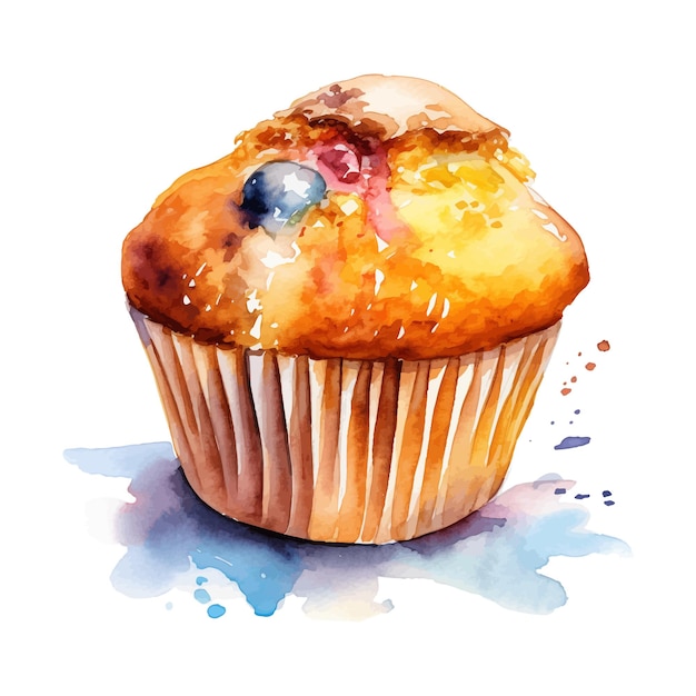 Muffin Aquarelle Clipart Fond Blanc