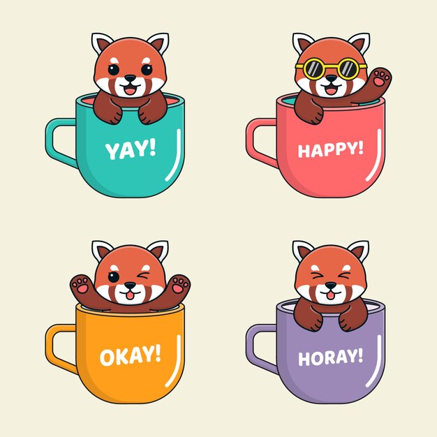 Mug Mignon Panda Rouge à L'intérieur