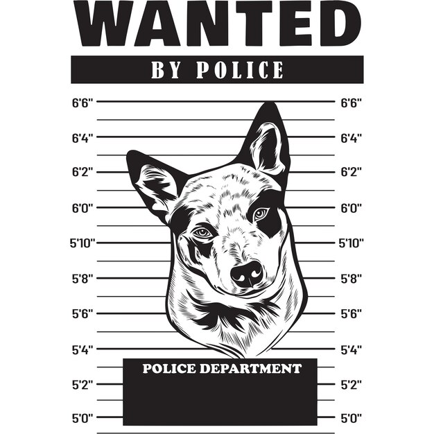 Mugshot De Australian Cattle Dog Holding Banner Derrière Les Barreaux