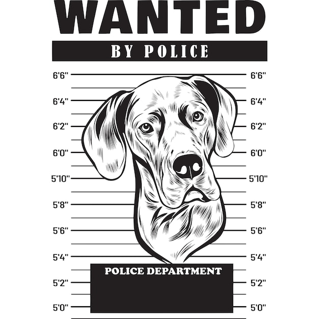 Mugshot De Great Dane Dog Holding Banner Derrière Les Barreaux