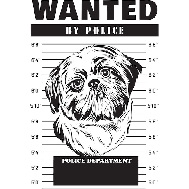 Mugshot De Shih Tzu Dog Holding Banner Derrière Les Barreaux