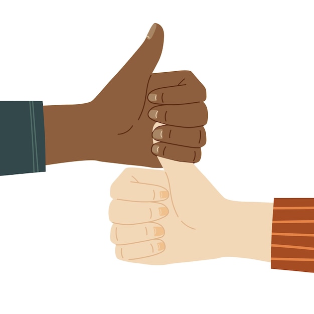 Vecteur multiracial united community concept de soutien à l'unité de l'amitié illustration avec les mains