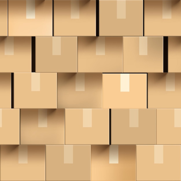 Mur de boîtes de carton brun à motif sans couture
