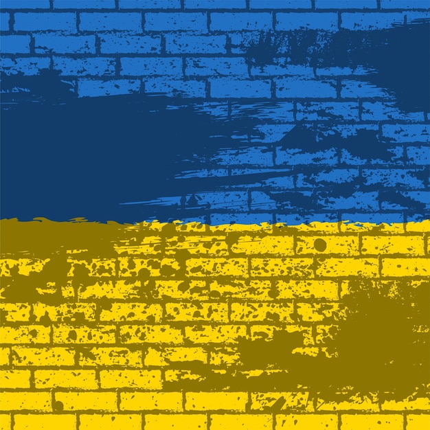 Mur De Briques Grunge Drapeau Ukraine