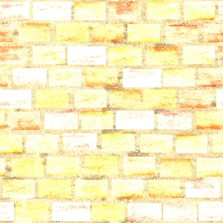 Vecteur le mur est fait de briques avec du béton dans des tons jaune clair et blanc illustration à l'aquarelle