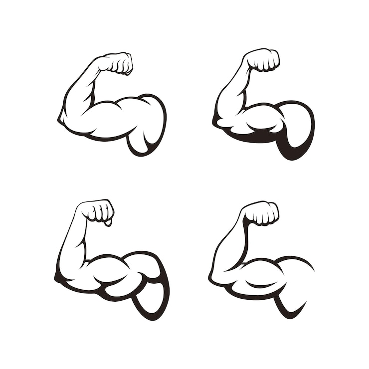 Vecteur muscle biceps ou illustration vectorielle d'icône de main forte