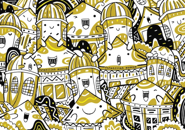 Musée Fatahillah doodle dans un style design plat