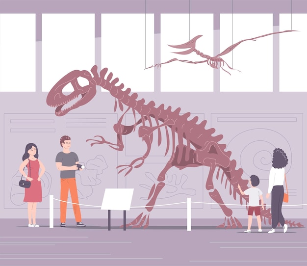 Musée paléontologique avec squelettes et fossiles de dinosaures