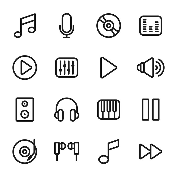 Music Icon Pack, style d'icône de contour