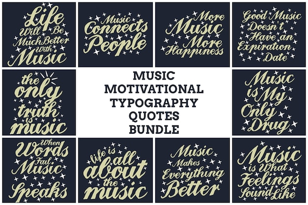 Music Typography Citations Bundle Volume 1 Pour Tshirt Ou Poster