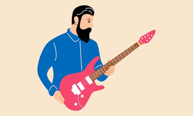 Musicien homme tenant une guitare électrique