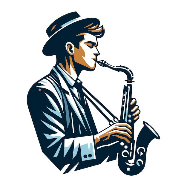 Musicien Jouant Du Saxophone Joueur De Musique Jouant En Solo Tenant Un Instrument De Saxophone Dans Les Mains