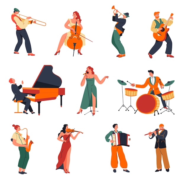 Musiciens et interprètes avec vecteur d'instruments
