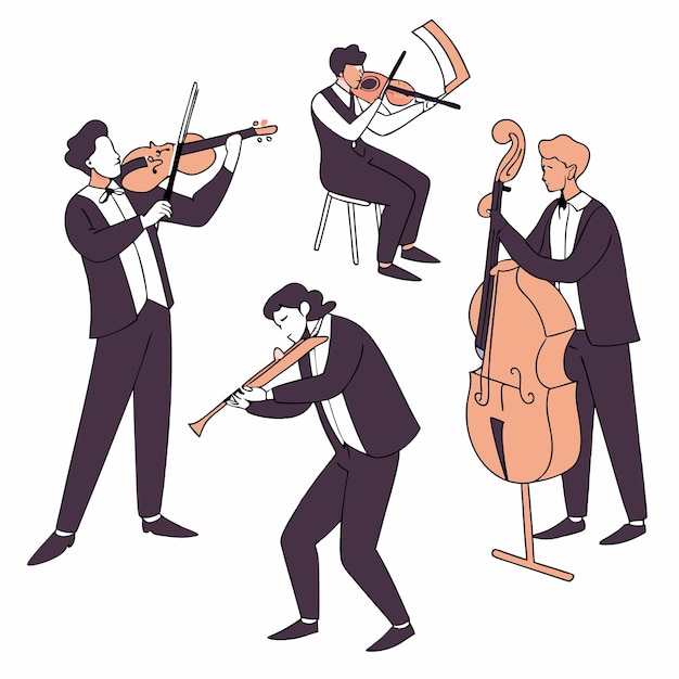 Musiciens d'orchestre jouant de la musique classique