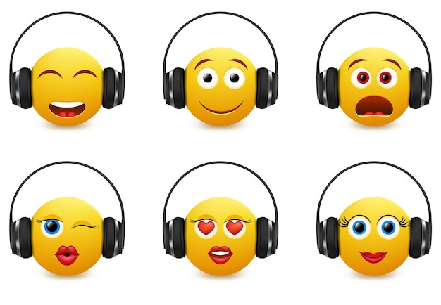 Musique Emoji Dans Le Jeu D'icônes Vectorielles Casque