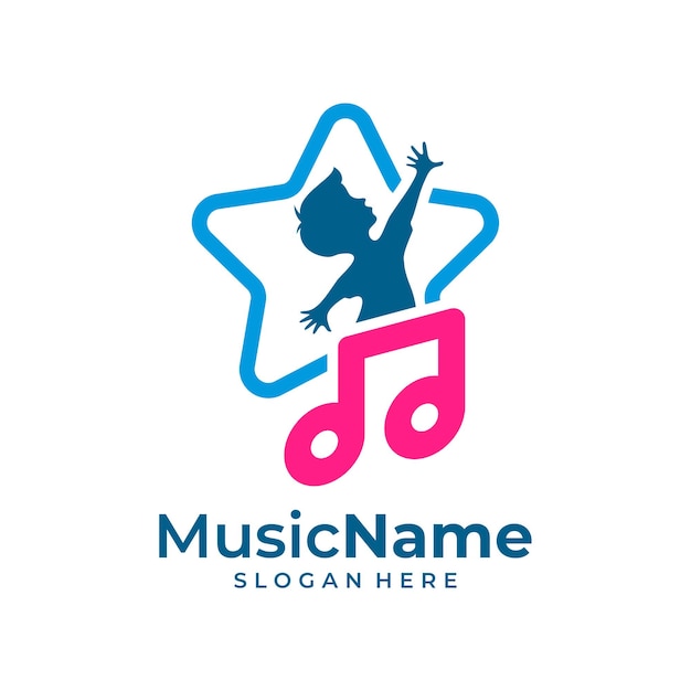 Musique Kids Logo Vector Icon Illustration Modèle De Conception De Logo De Musique Enfant