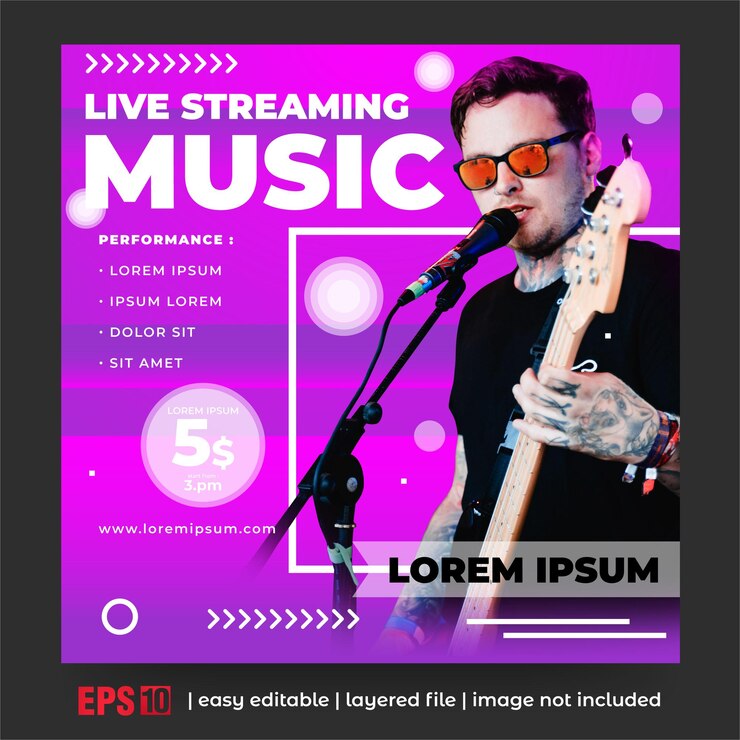 Vecteur musique de publication sur les réseaux sociaux