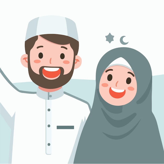 Un musulman est joyeux avec un style de conception plat simple