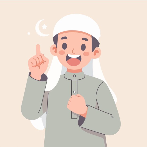 Un musulman est joyeux avec un style de conception plat simple