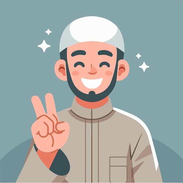 Un musulman est joyeux avec un style de conception plat simple