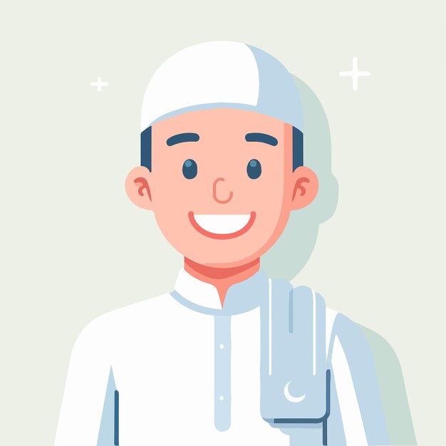 Un musulman est joyeux avec un style de conception plat simple